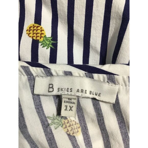 Skies Are Blue One Shoulder Pineapple Tunic 1X - Picture 7 of 7